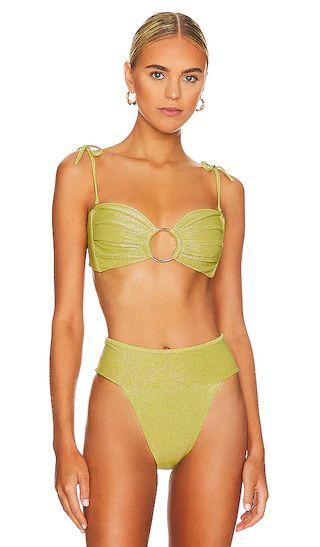 Tori Ties Bandeau Bikini Top in Limon Sparkle | Revolve Clothing (Global)