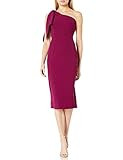 Dress the Population Women's Tiffany ONE Shoulder Bow Detail MIDI Sheath Dress, Dark Magenta, XX-Sma | Amazon (US)