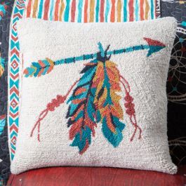 Dreamcatcher Arrow Feather 16" Hooked Pillow | Rod's Western Palace/ Country Grace