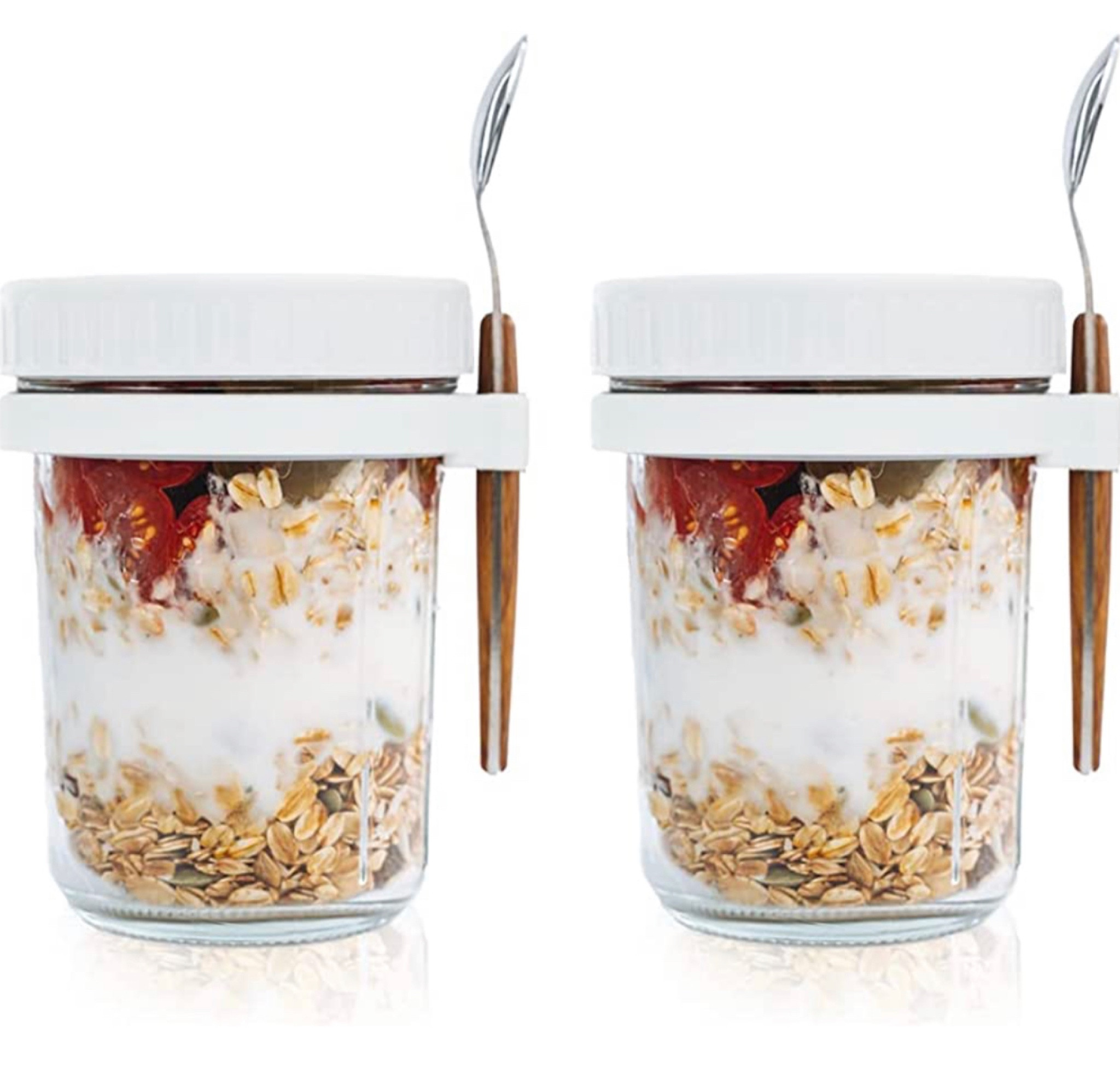 Overnight Oats Jars With Lid And Spoon10 Oz Large Capacity Airtight Oatmeal  Container With Measurement Marks, Mason Jars With Lid For Cereal On The Go