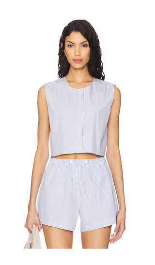 Yoshi Crewneck Vest in Seaside Stripe | Revolve Clothing (Global)