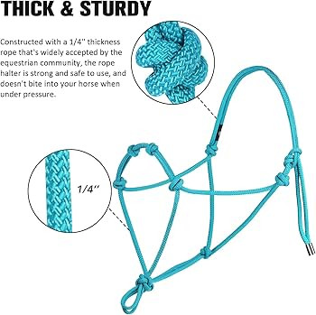 Harrison Howard Super Sturdy Horse Rope Training Halter with 4 Knot 1/4" Stiff Halter Cord | Amazon (US)
