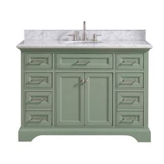 Home Decorators Collection Windlowe 49 in. W x 22 in. D x 35 in. H Bath Vanity in Green with Carr... | The Home Depot