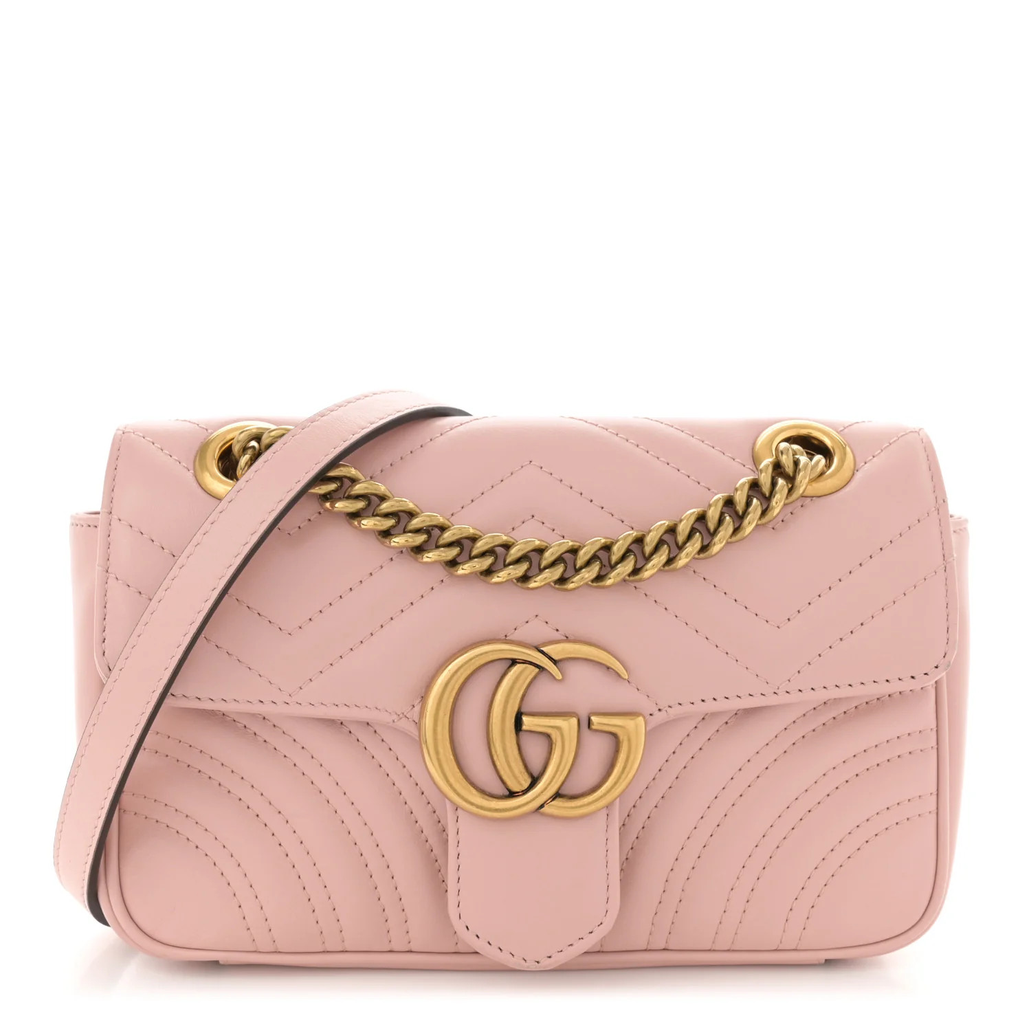 Calfskin Matelasse Mini GG Marmont Shoulder Bag Perfect Pink | FASHIONPHILE (US)