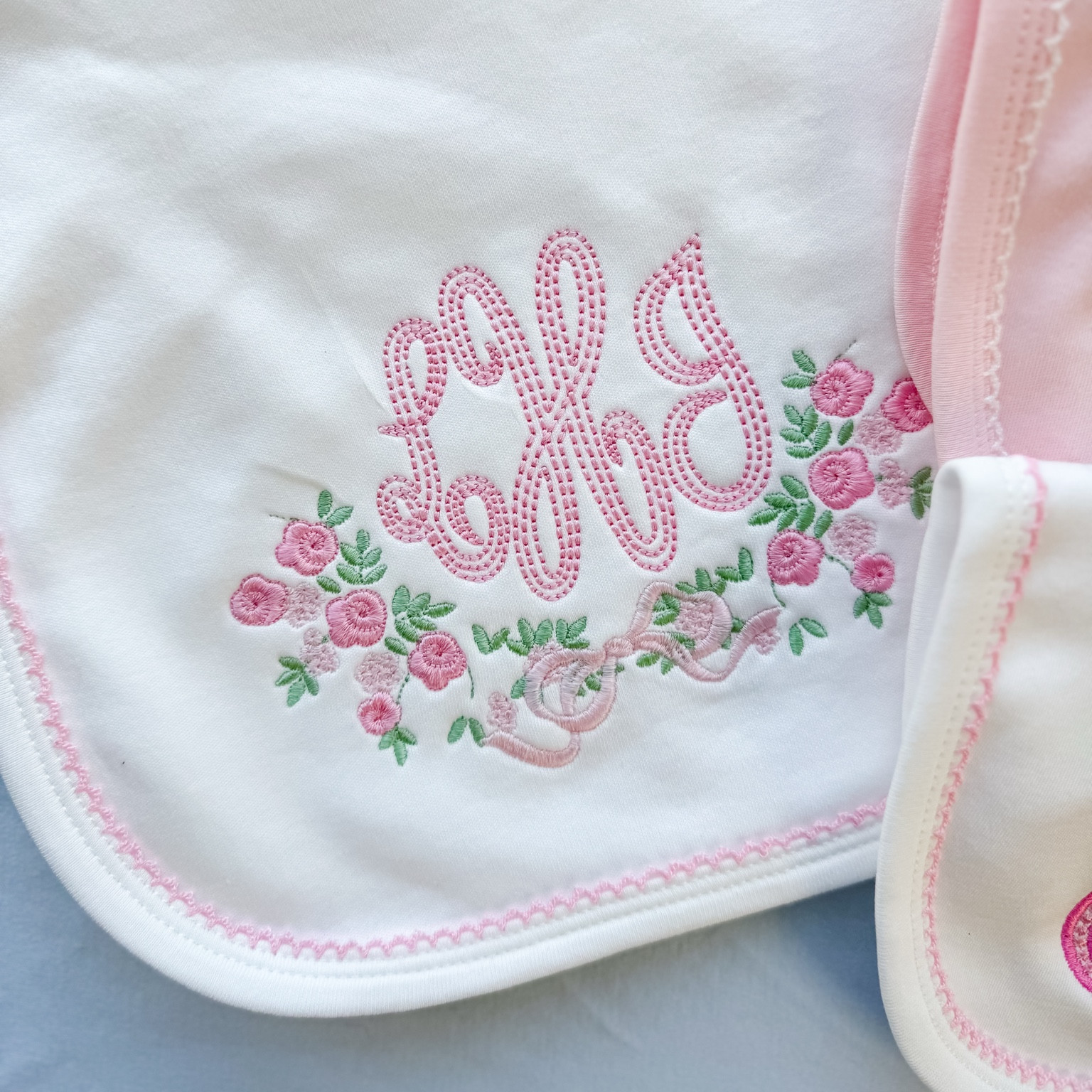Love this sweet monogram; also available in a fill stitch! 🪡