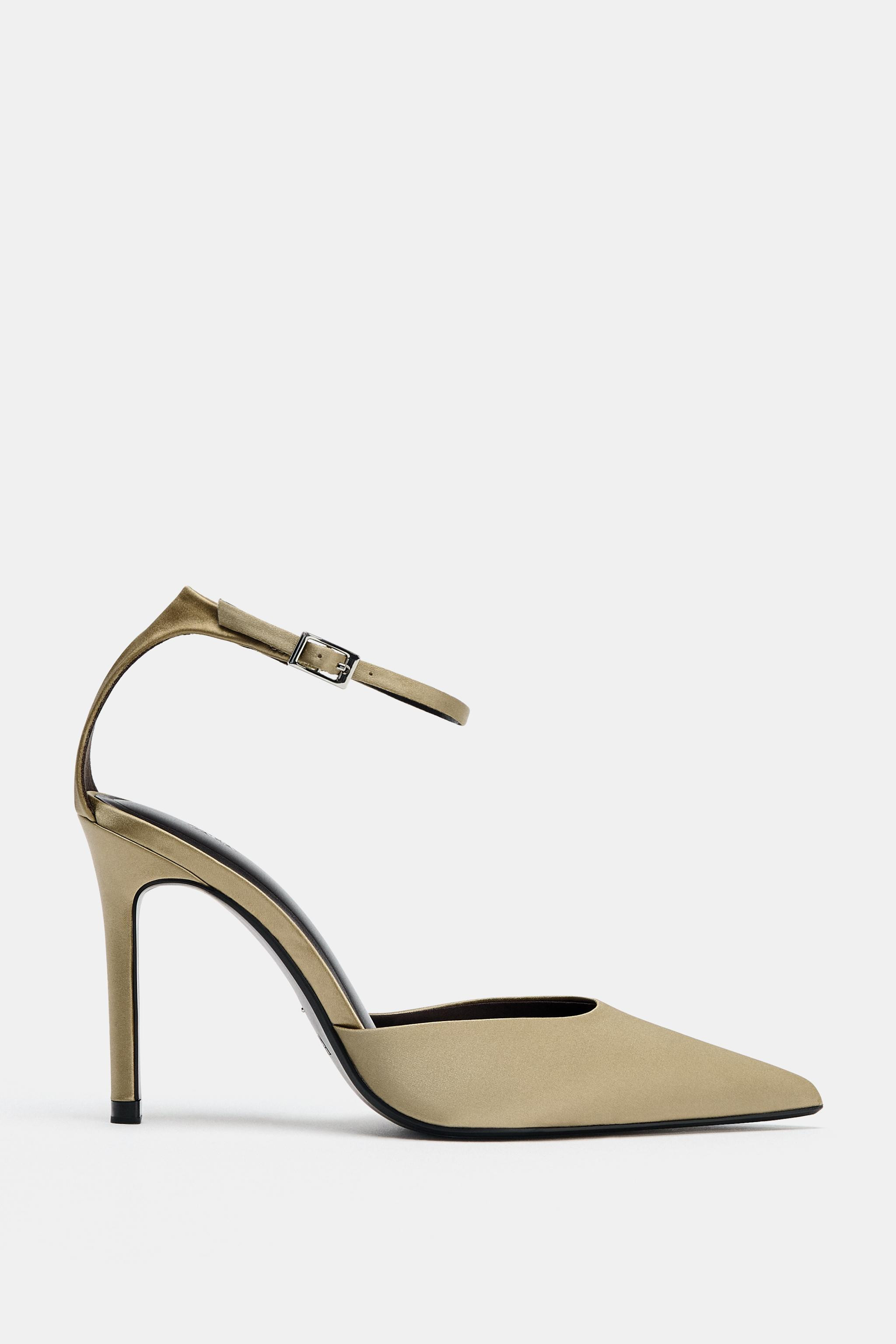 SATIN ANKLE STRAP HEELS | Zara US