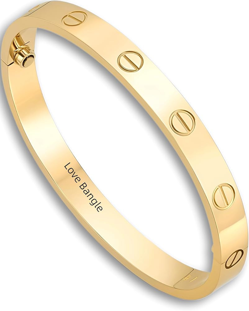 18K Gold Cuff Nail Love Bangle for Women Classic Screw Bangle Jewelry Elegant Luxury Gold Bracele... | Amazon (US)