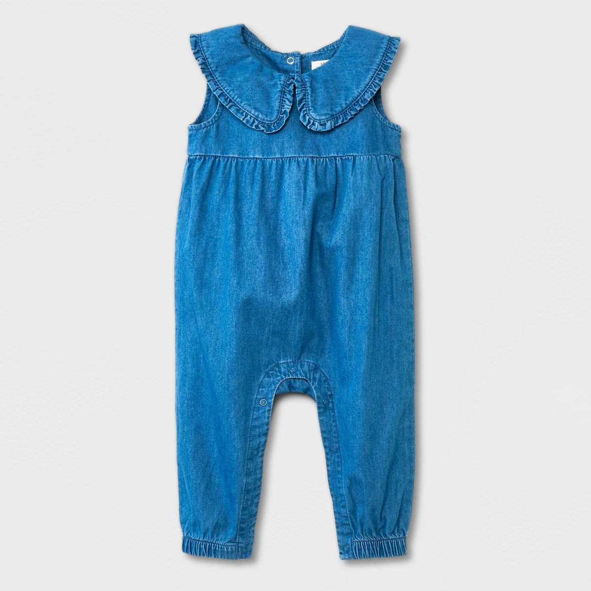 Baby Girls' Collar Denim Romper - Cat & Jack™ Dark Blue 3-6M | Target