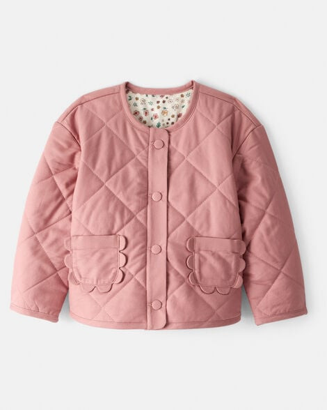 Toddler Girl Quilted Long-Sleeve Fashion Jacket - Pink | Carter's Inc