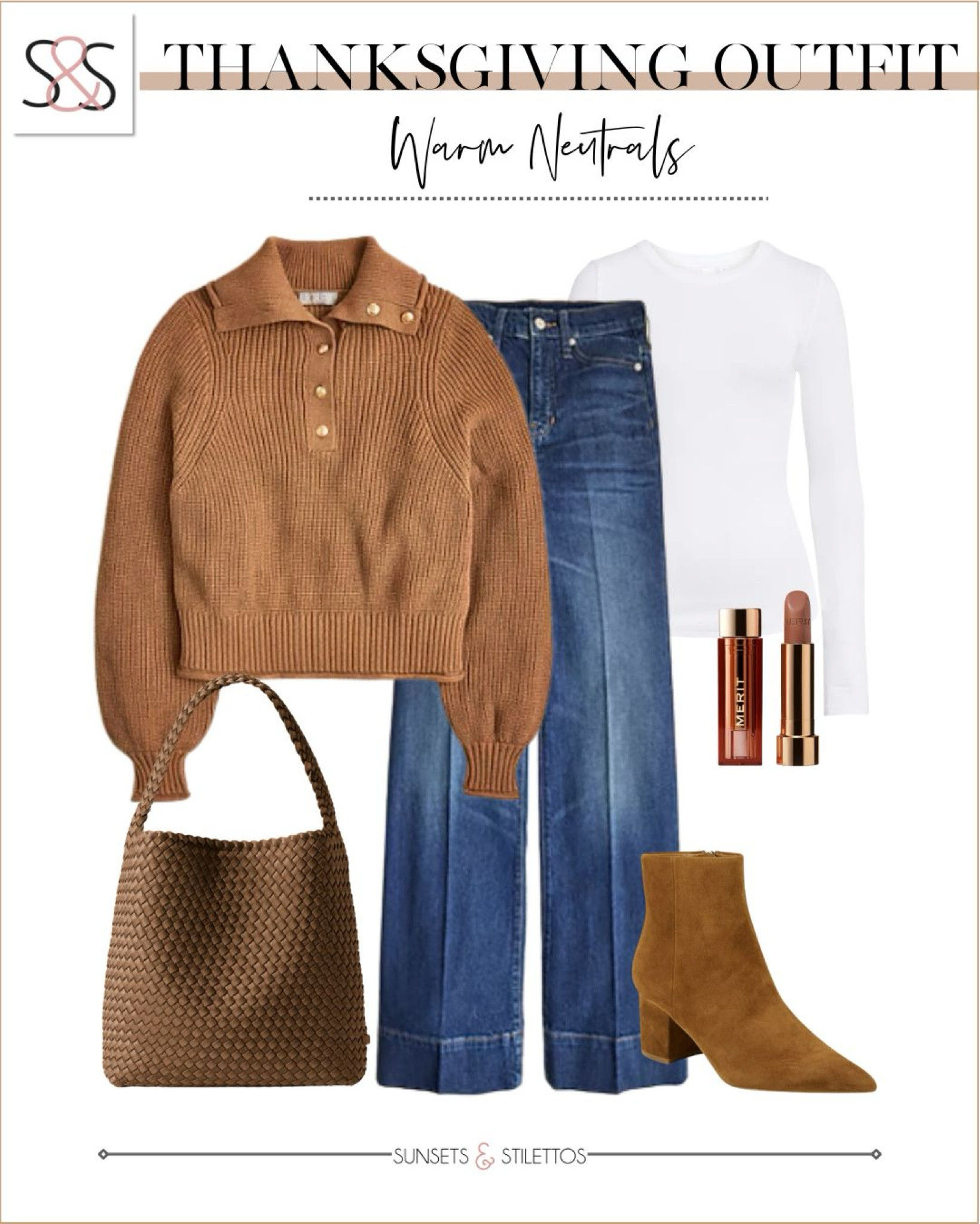 Warm neutrals make the perfect Thanksgiving outfit. This cozy knit with gold button details pairs effortlessly with classic denim and suede booties for a polished yet comfortable holiday look. Add a woven tote and neutral makeup for the perfect finishing touches.

Sunsets and Stilettos, holiday outfits, Thanksgiving style, effortless fashion, cozy neutrals

#LTKCyberWeek #LTKSeasonal #LTKHoliday