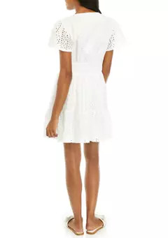 Women's Short Sleeve Eyelet Mini Dress | Belk