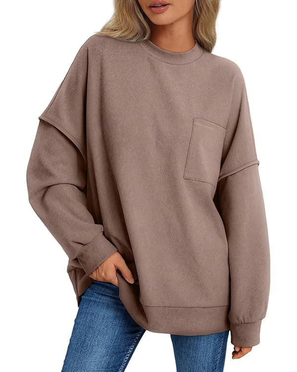 AUTOMET Womens Oversized Sweatshirts Long Sleeve Crewneck Shirts Comfy Sweaters Tops Fall Outfits... | Amazon (US)