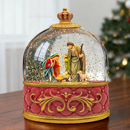 Nativity Scene Snow Globe - Musical Plastic Christmas Snow Globes Lantern That Light Up Featuring Baby Jesus, LED Glitter Water Spinning Decoration Gift Music Box for Adults Women Men | Amazon (US)