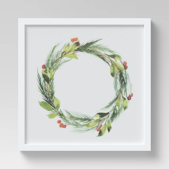 16" x 16" Christmas Wreath Framed Wall Print - Threshold™ | Target