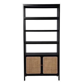 Southern Enterprises Carondale 74 in. Wide Black 4-shelves Standard Bookcase HD109619 - The Home ... | The Home Depot