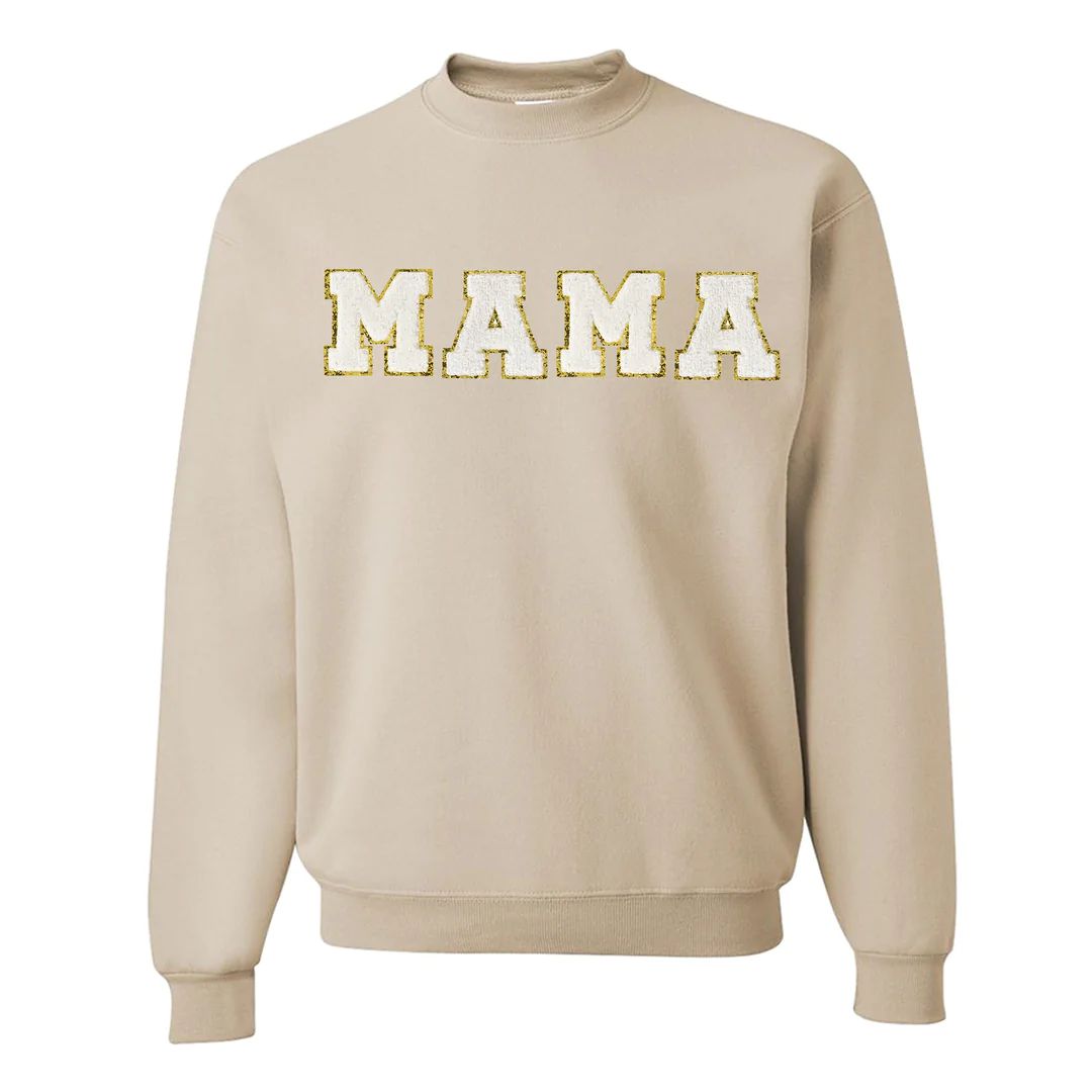 Mama/Mom Letter Patch Crewneck Sweatshirt | United Monograms