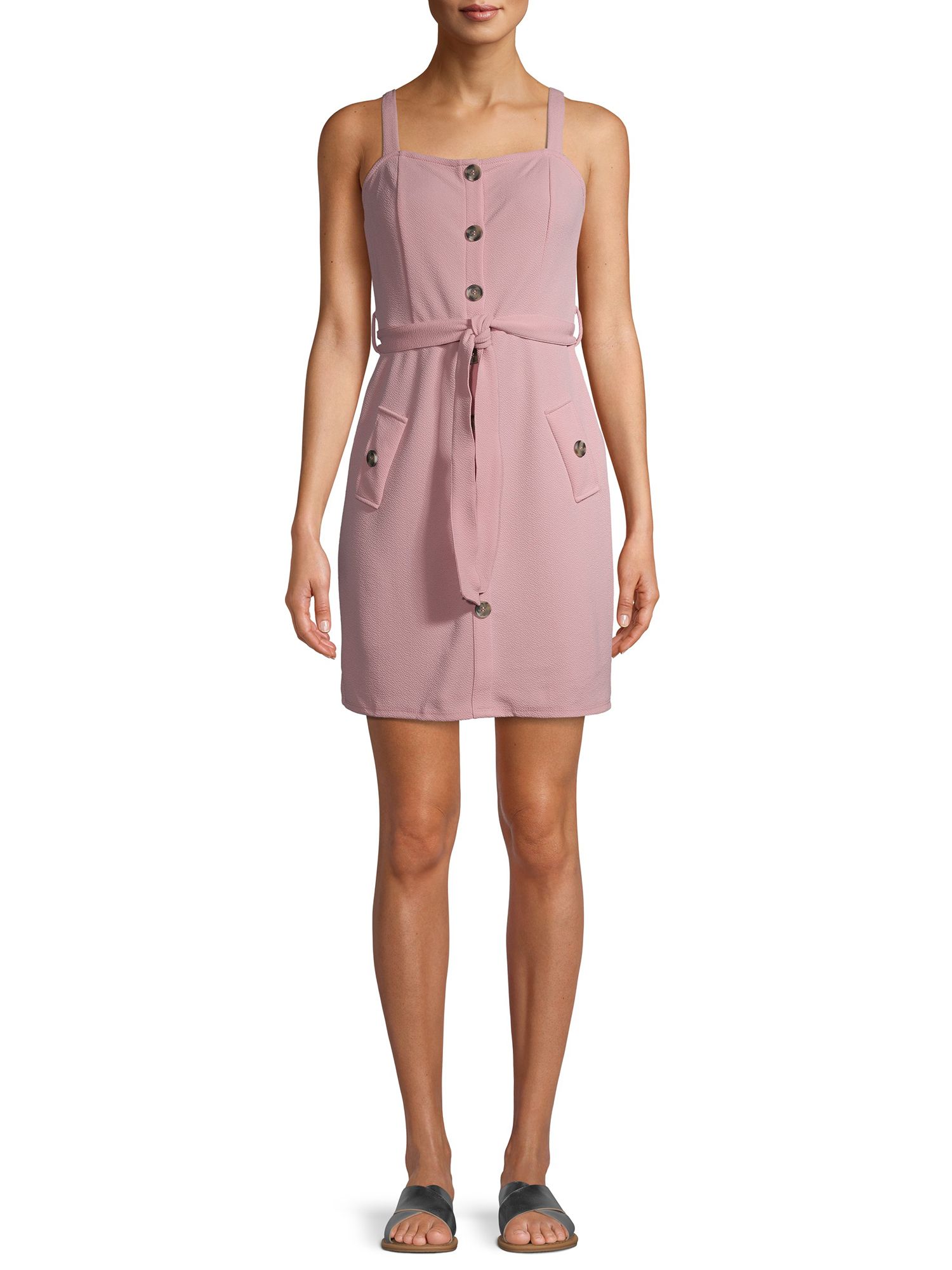 Derek Heart Solid Knit Sleevless Dress W/ Pockets | Walmart (US)