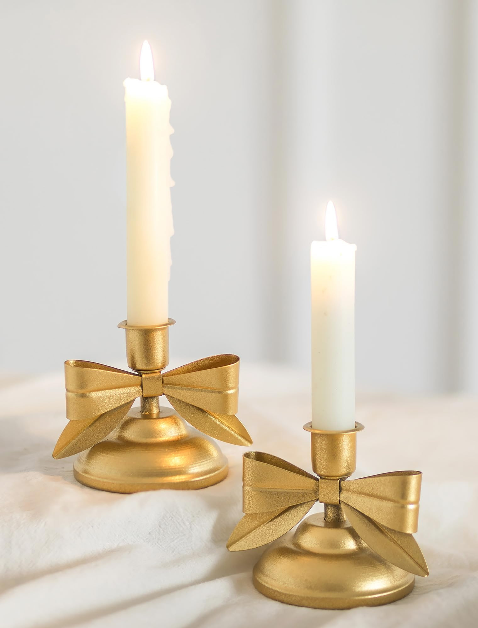 NUPTIO Bow Taper Candle Holders: Set of 2 Gold Candle Stick Holders - Metal Candlestick Holders f... | Amazon (CA)