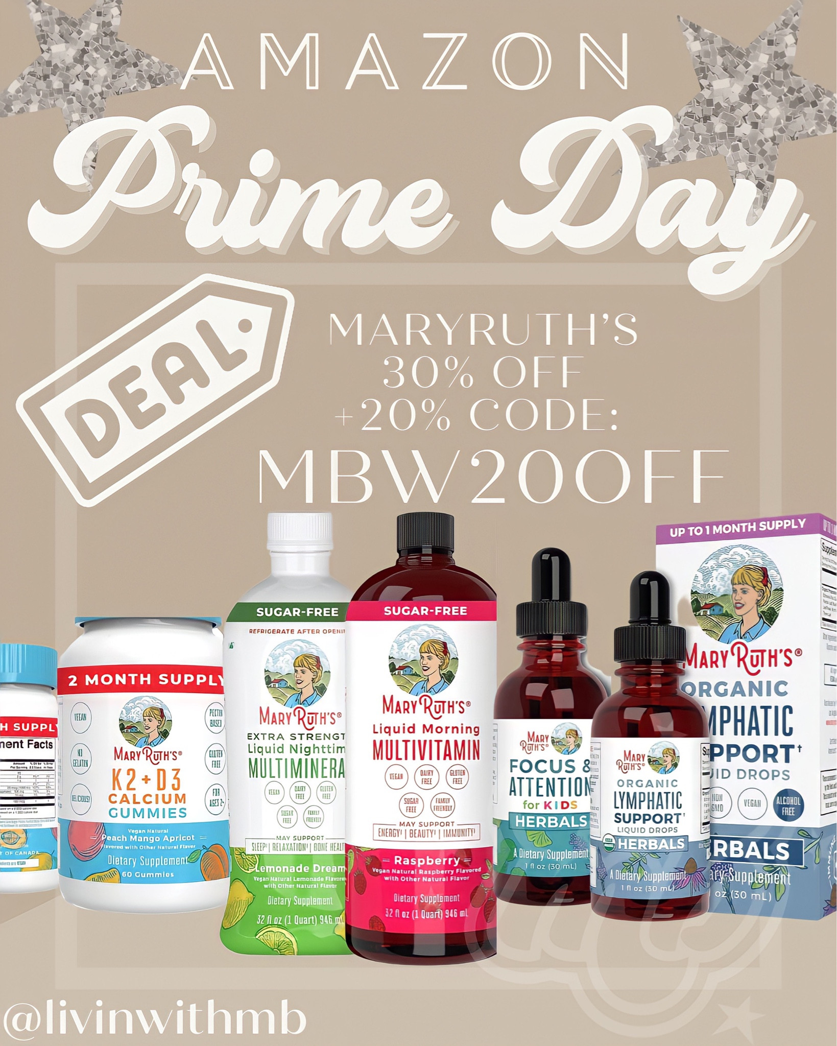 Mary Ruth’s is one of my favorite supplement brands, and they are 30% off for Prime Day!

PLUS use code: MBW20OFF for an additonal 20% off!! Stock up now🙌🏼

#maryruthspartner

#LTKbeauty #LTKxPrime #LTKsalealert
