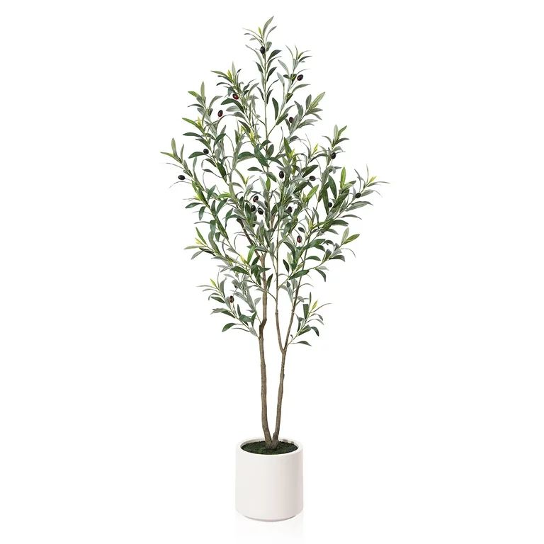 5FT Artificial Muti-trunk Olive Tree Plants with 8.6 inches Large White Planter. 8 lb. DR.Planzen | Walmart (US)