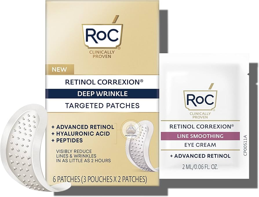 RoC Retinol Correxion Deep Wrinkle Non-Invasive Targeted Patches with Hyaluronic Acid + Firming P... | Amazon (US)