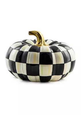 MacKenzie-Childs Courtly Check Squashed Glossy Medium Pumpkin | Belk