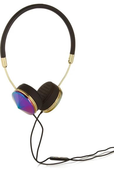 Frends - Layla Leather And Iridescent Metal Headphones - Black | NET-A-PORTER (US)