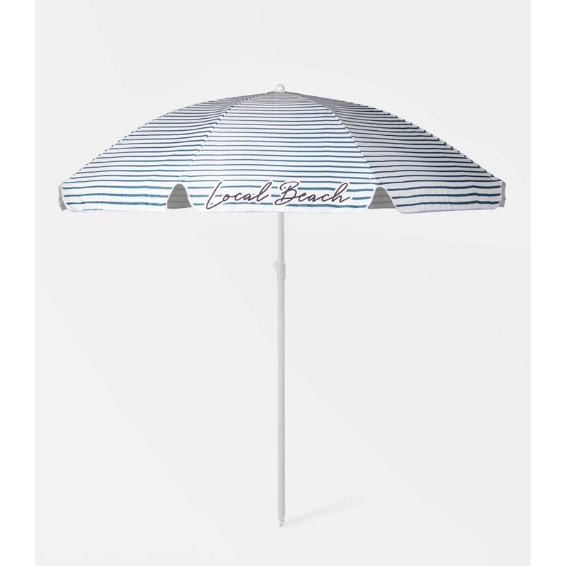 6.5'x6.5' Brush Stripe Patio Umbrella - Blue - Local Beach | Target