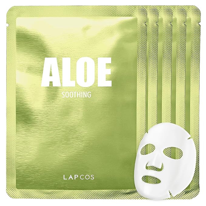 LAPCOS Aloe Sheet Mask, Daily Face Mask with Cucumber and Aloe Gel to Calm and Moisturize Skin, K... | Amazon (US)