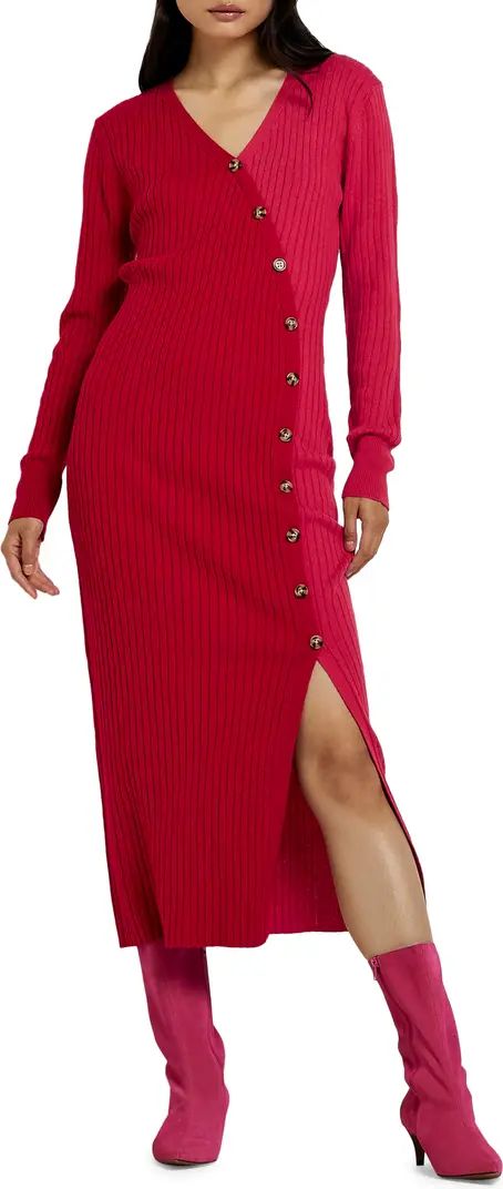 Bailey Colorblock Long Sleeve Body-Con Faux Wrap Dress | Nordstrom