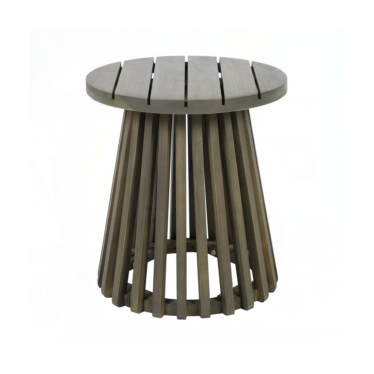 Corianna Round Acacia Wood Side Table With Slatted Base | Wayfair North America