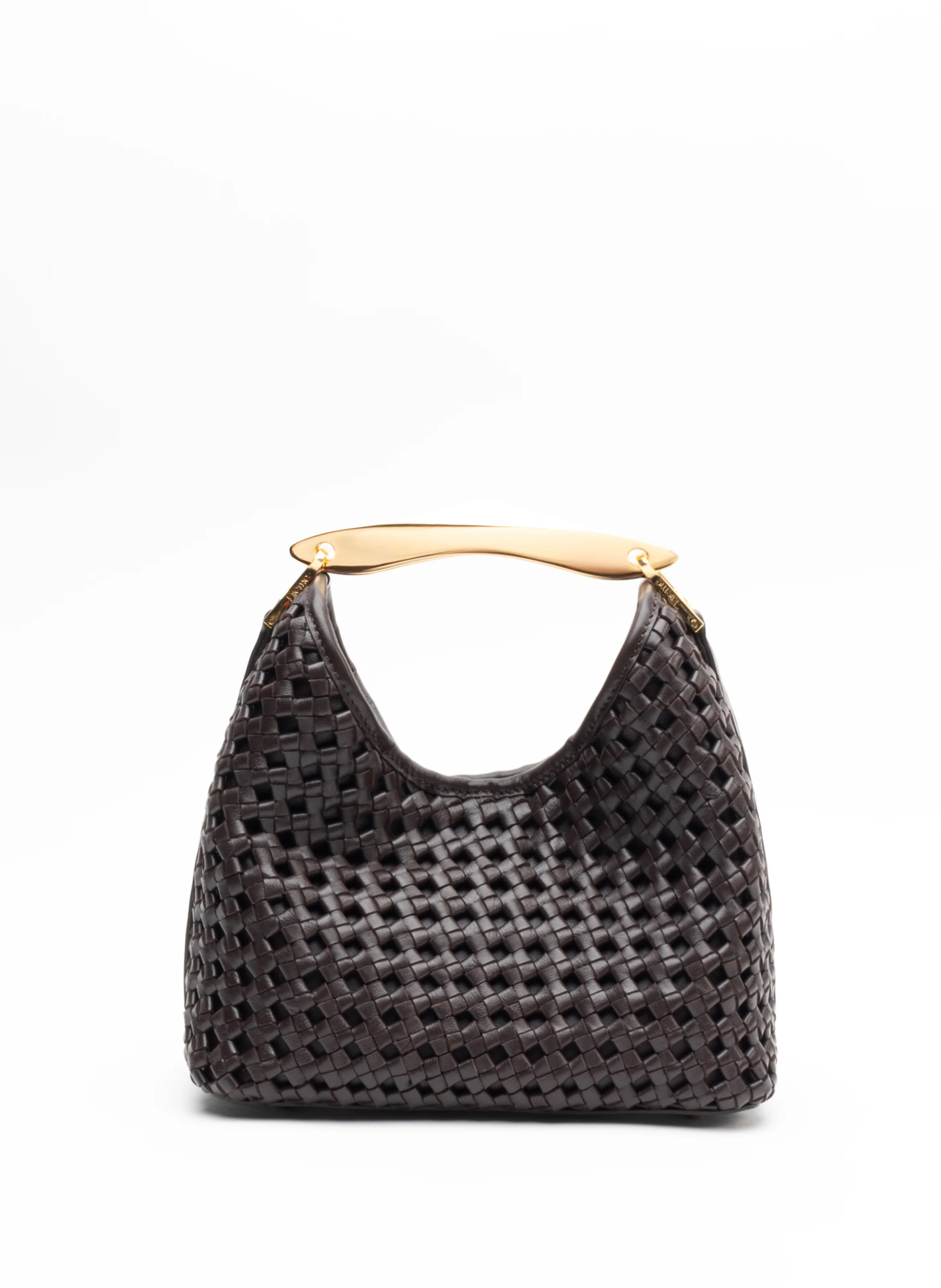 Small Boomerang Woven Leather Dark Brown - Woven Handbags for Women - Elleme | Elleme