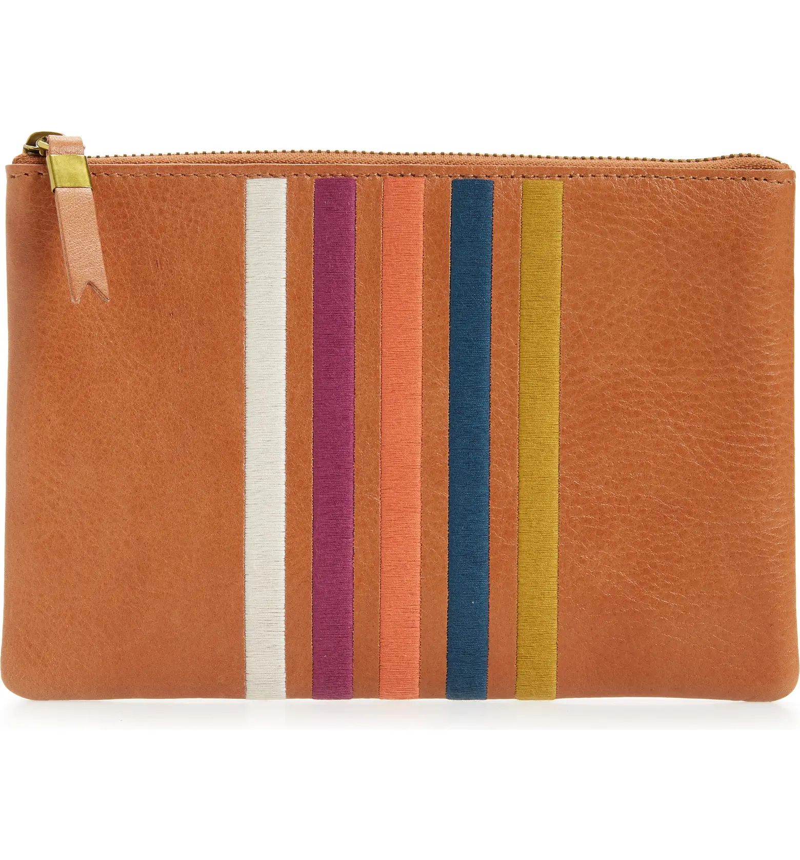 The Leather Pouch Clutch: Embroidered Rainbow Stripes Edition | Nordstrom