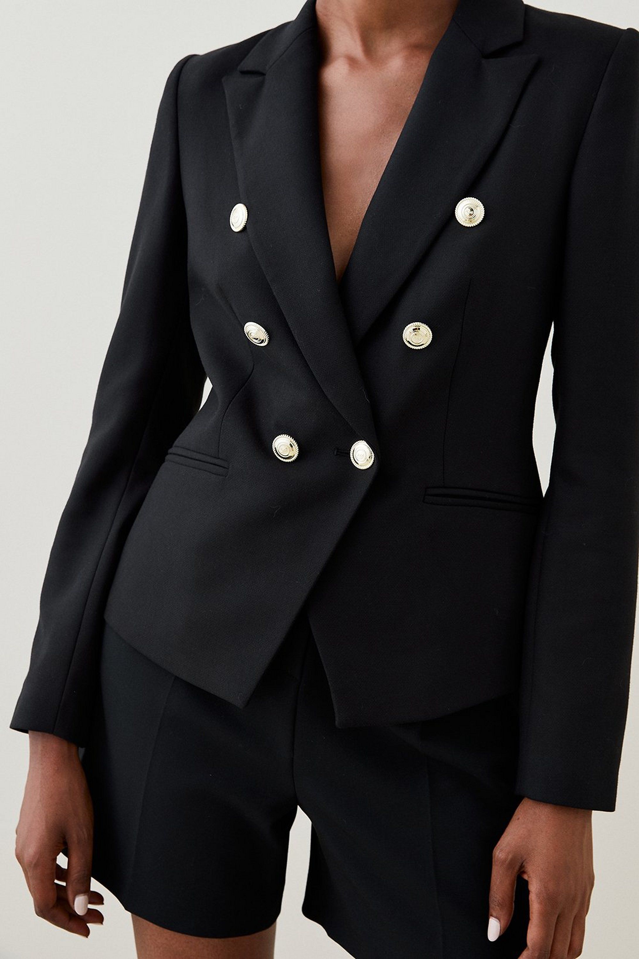 Tailored Button Military Blazer | Karen Millen UK & IE