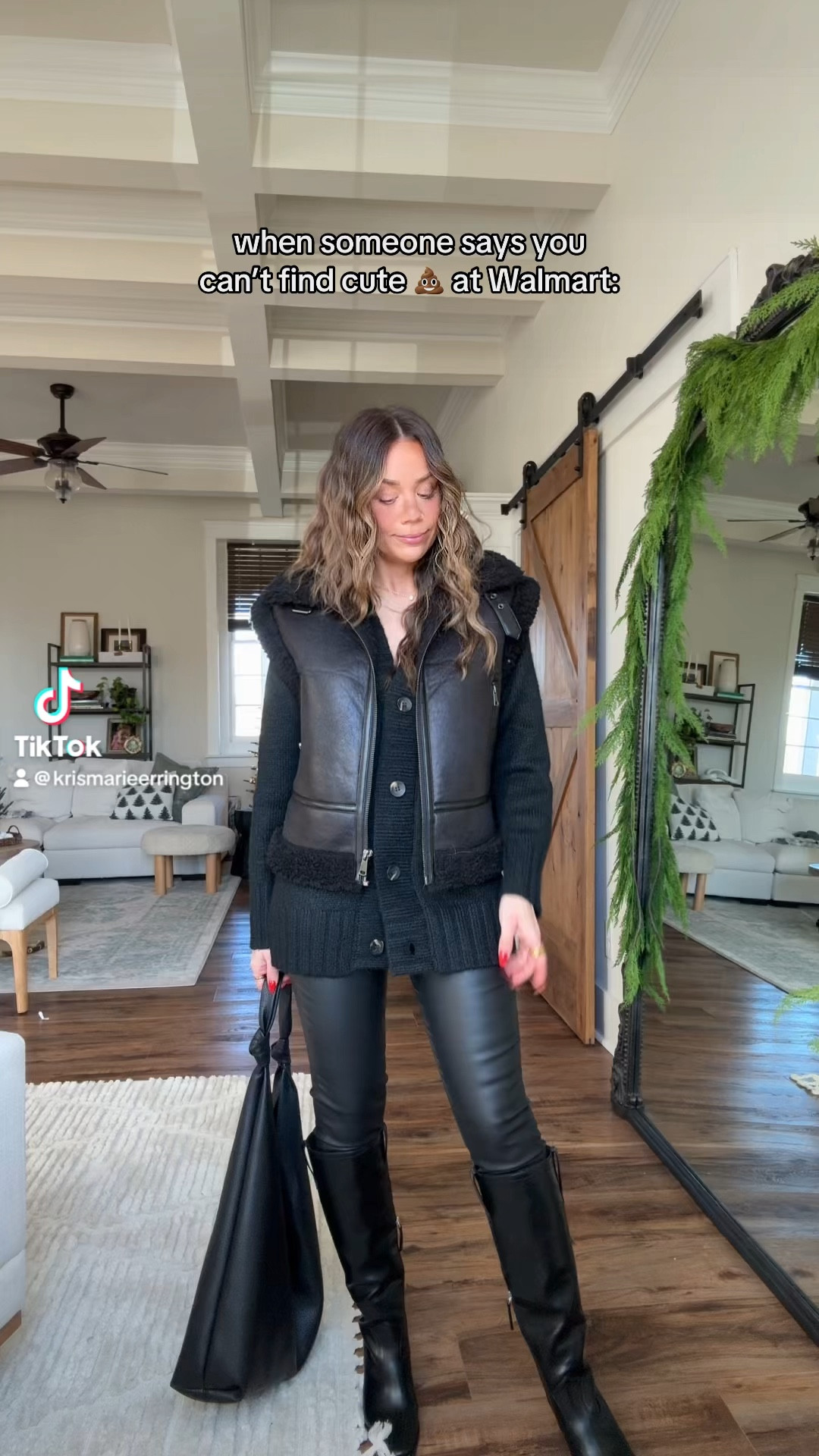 Head to toe Walmart & it’s all on sale! In size 2 jeans and small tops. Boots are tts
Winter outfit, Walmart fashion, Walmart outfit, all black outfit, leather pants 

#LTKFindsUnder50 #LTKSaleAlert #LTKSeasonal