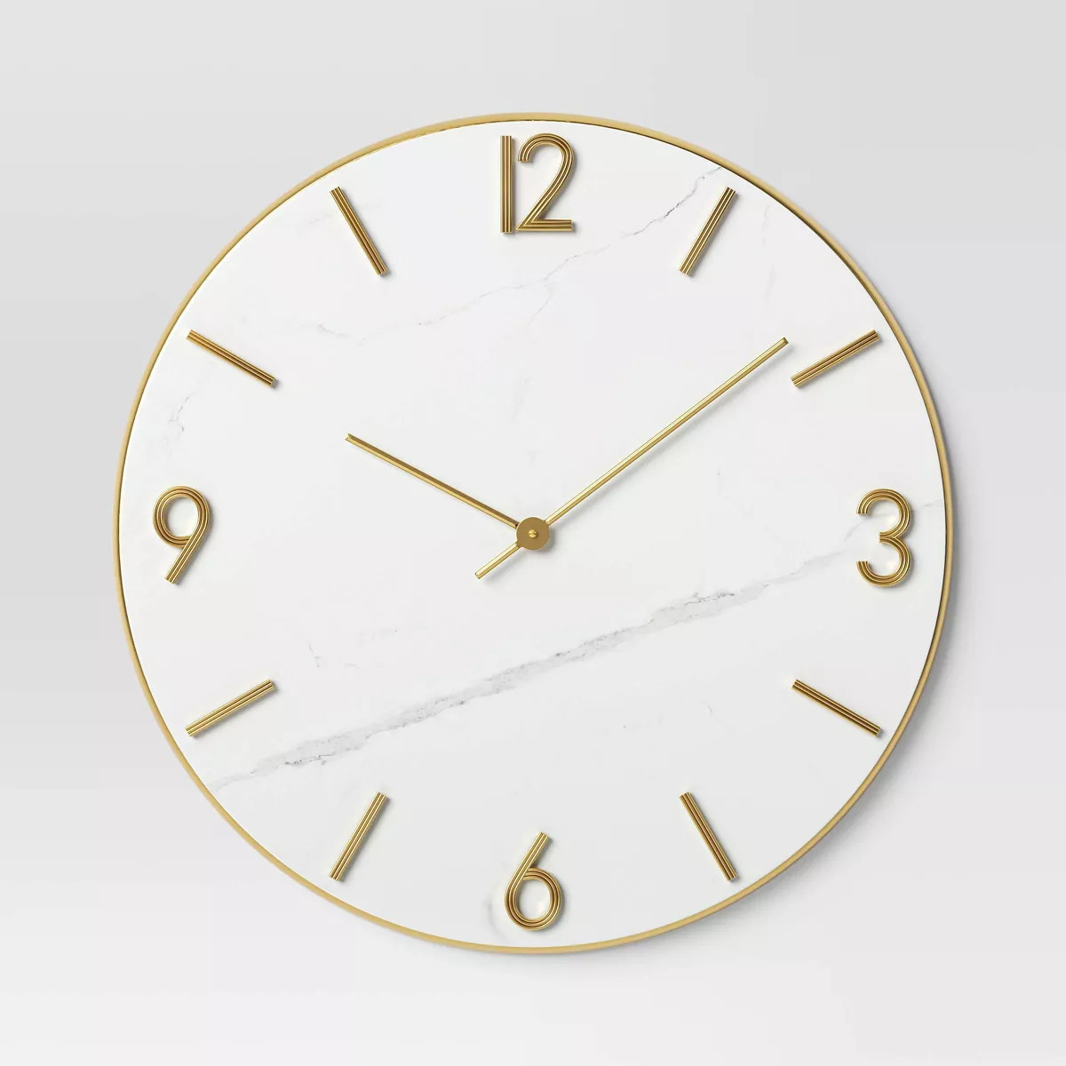 26" Faux Marble Finished in Polished Brass Wall Clock White - Threshold™ | Target