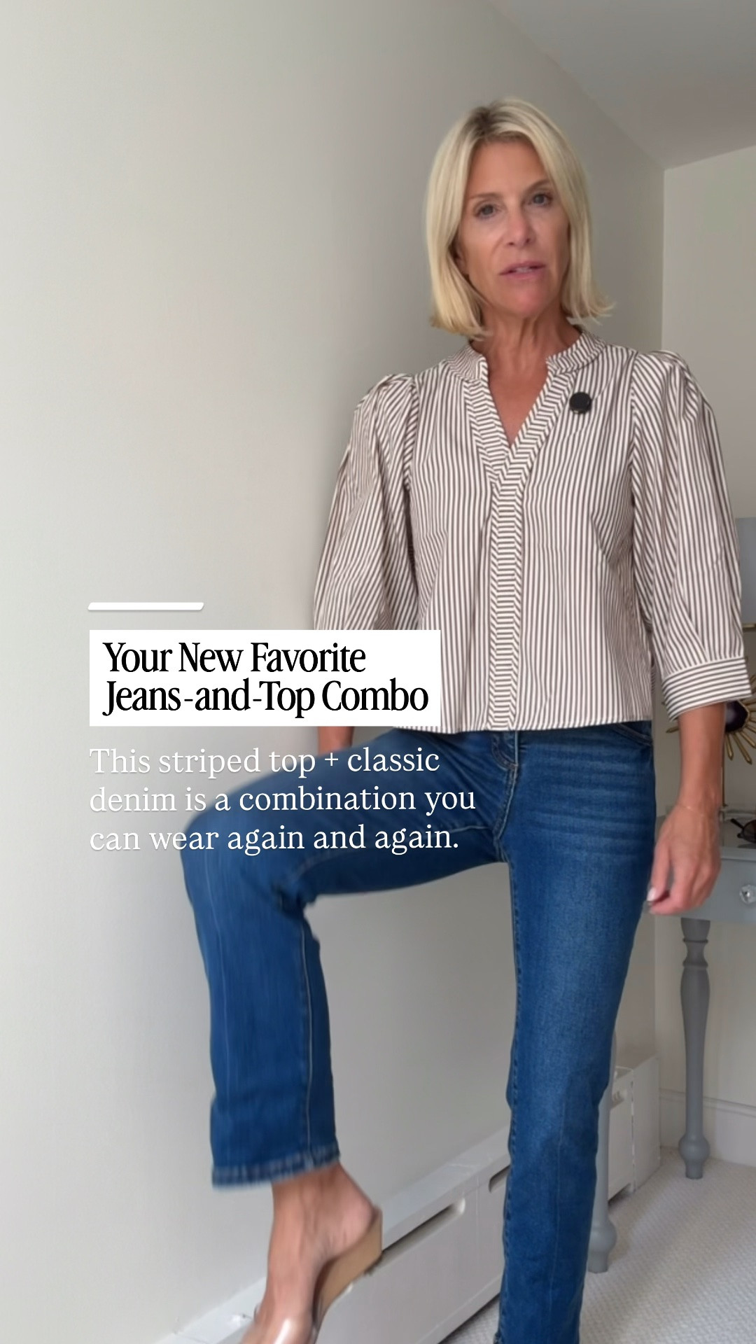 This striped blouse with classic denim is such an easy fall outfit! I love the pretty neckline, ¾ sleeves, and feminine details—it makes a simple jeans-and-top combination feel polished and put together.

👩‍💻 LTK PRO TIPS
❤️ Heart = Support my posts ;-)
🔖 Save = Get sale & restock alerts for the things you love!
📋 Lists = Keep favorites organized (List ideas: Christmas, Birthdays, and Vacations!)
📲 Share = Send lists and products to a friend (or your daughters like me).
💬 Comment = Ask me anything, and I’ll answer. ;-)

#LTKootd #LTKOver40 #LTKSeasonal
