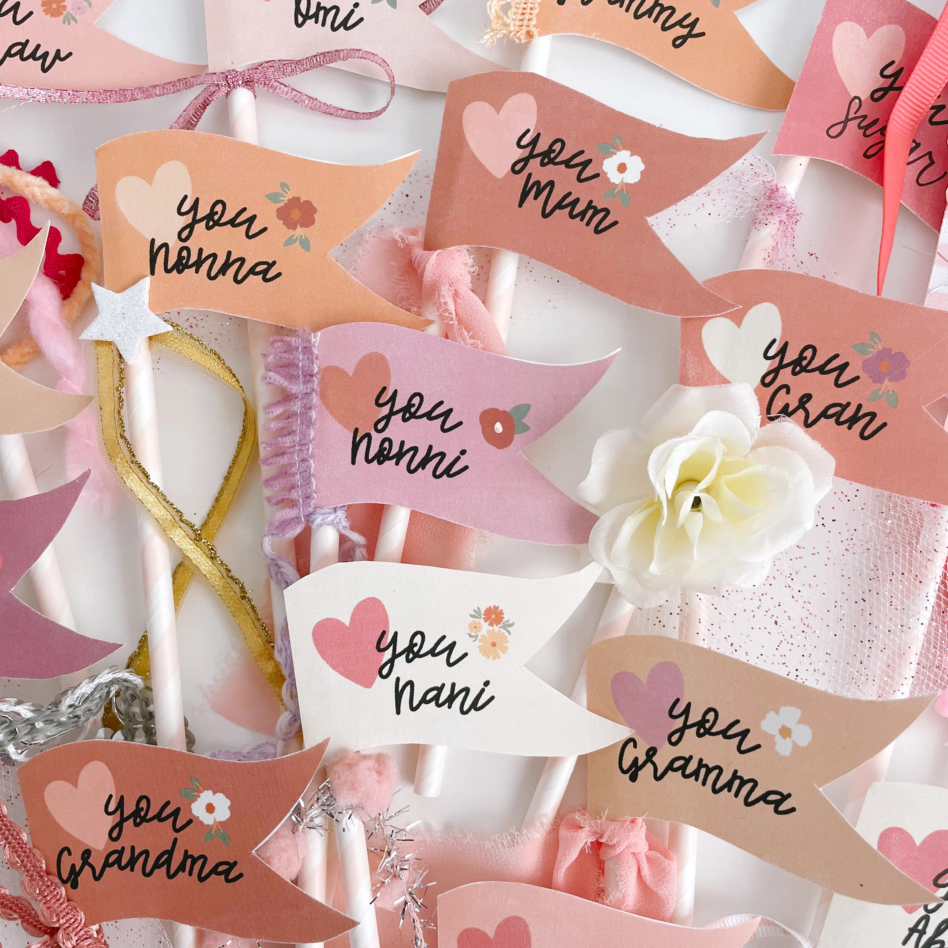 Mother's Day mini flags | Tags and Flags | The Letter Vee