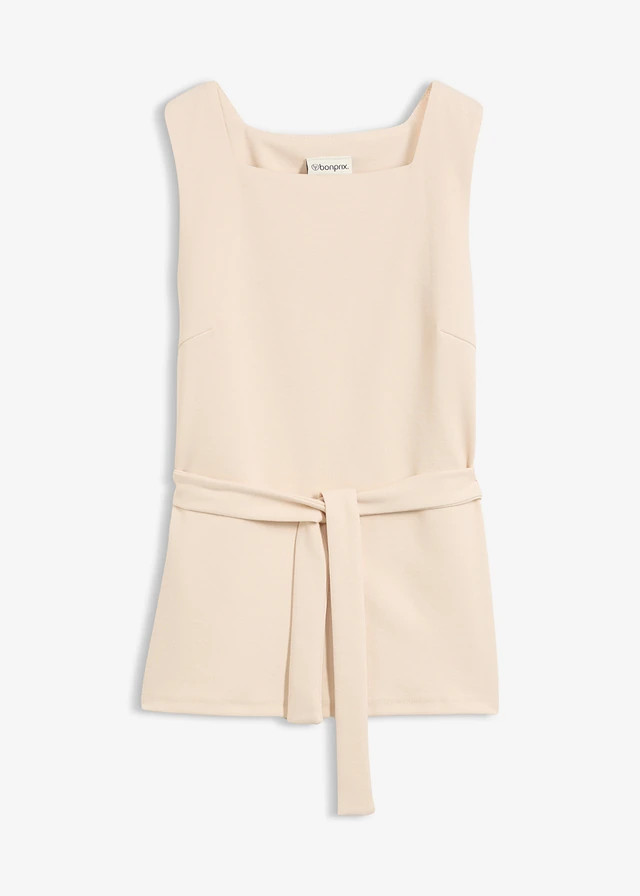 Top van piqué met strikkoord kiezelbeige | Bonprix NL (Influencer)