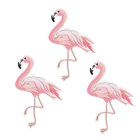3pc Pink Flamingo Iron On Applique Patches | Amazon (US)
