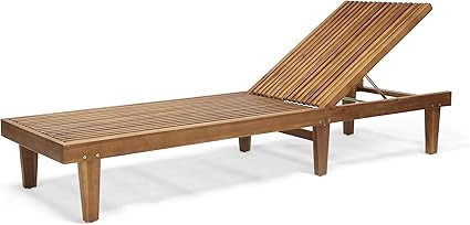 Christopher Knight Home 309072 Addisyn Outdoor Wooden Chaise Lounge, Teak Finish | Amazon (US)