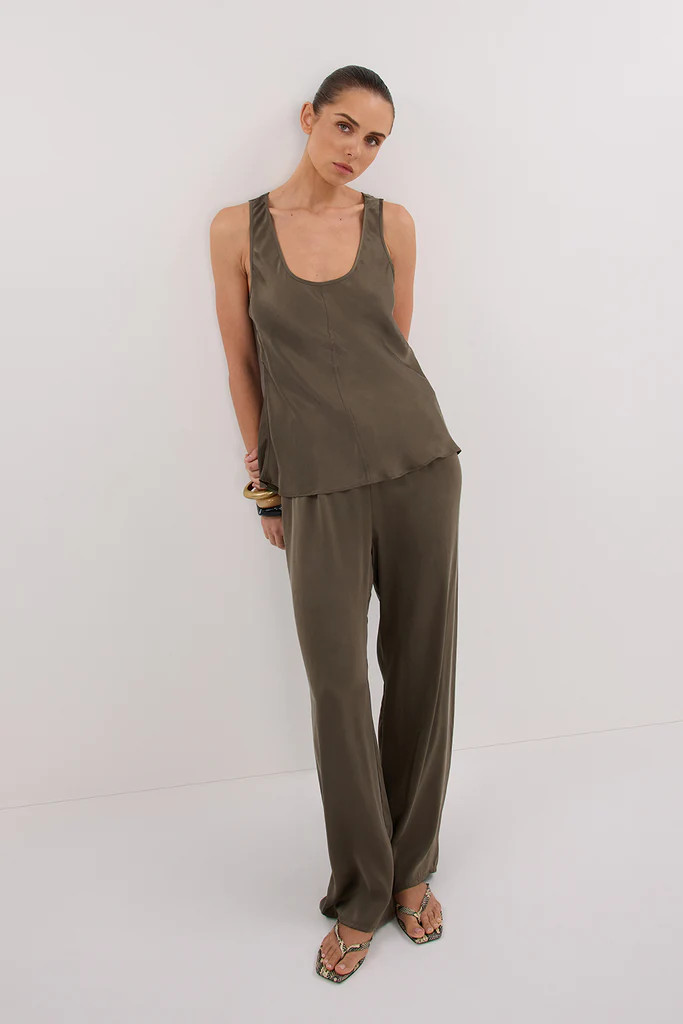 PERCY OLIVE SILK PANT | DISSH