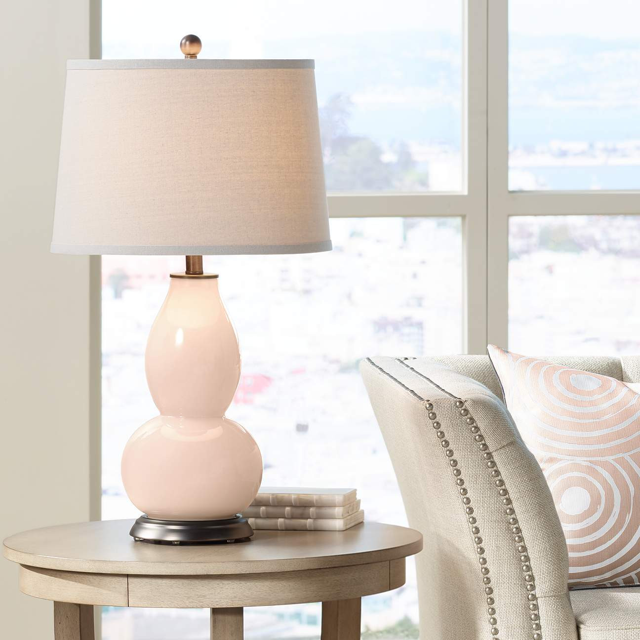 Linen Pink Double Gourd Table Lamp | Lamps Plus