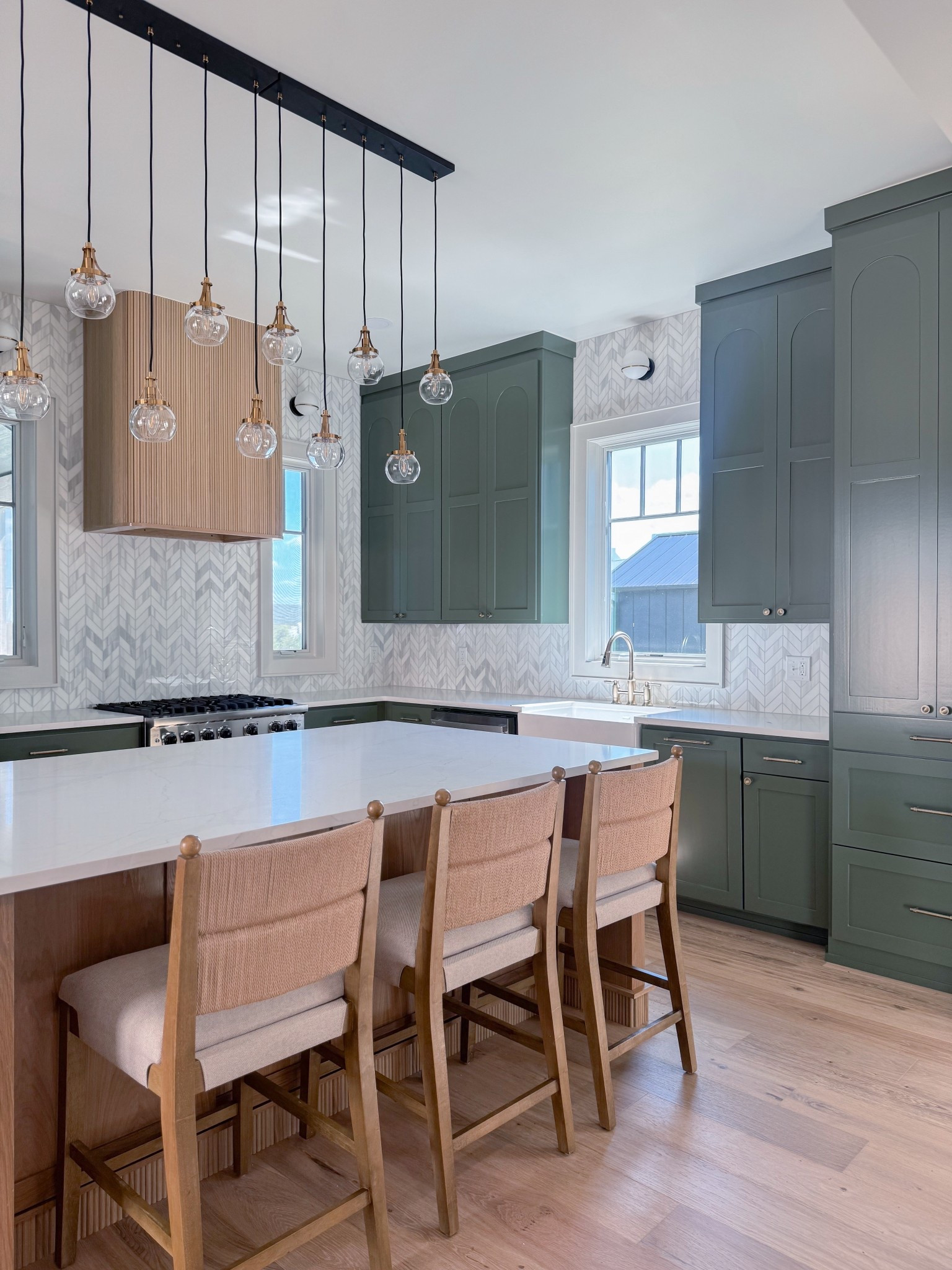 A perfect pairing ✨
The rich green cabinetry in this lake house kitchen needed seating that felt warm and natural. These counter stools bring just the right balance — wood tones, soft upholstery, and a timeless silhouette that complements the cabinetry without competing!

#KitchenDesign
#CounterStools
#LakeHouseStyle
#GreenCabinetry
#InteriorInspo
#KitchenGoals
#HomeWithLTK
#LTKHome
#DesignDetails
#StyledSpaces




#LTKHome