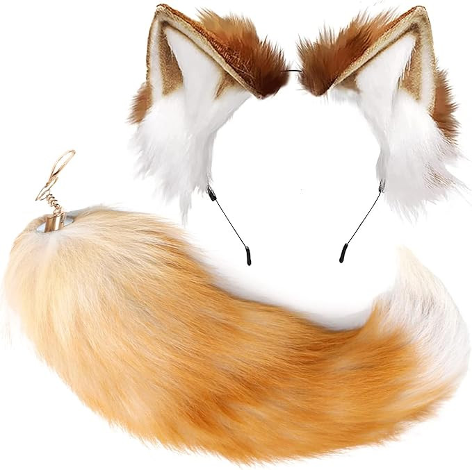 Valpeak Fox Ears and Tail Therian Tail Gear Wolf Ears for Kids Fluffy Therian Stuff Fox Costume f... | Amazon (US)