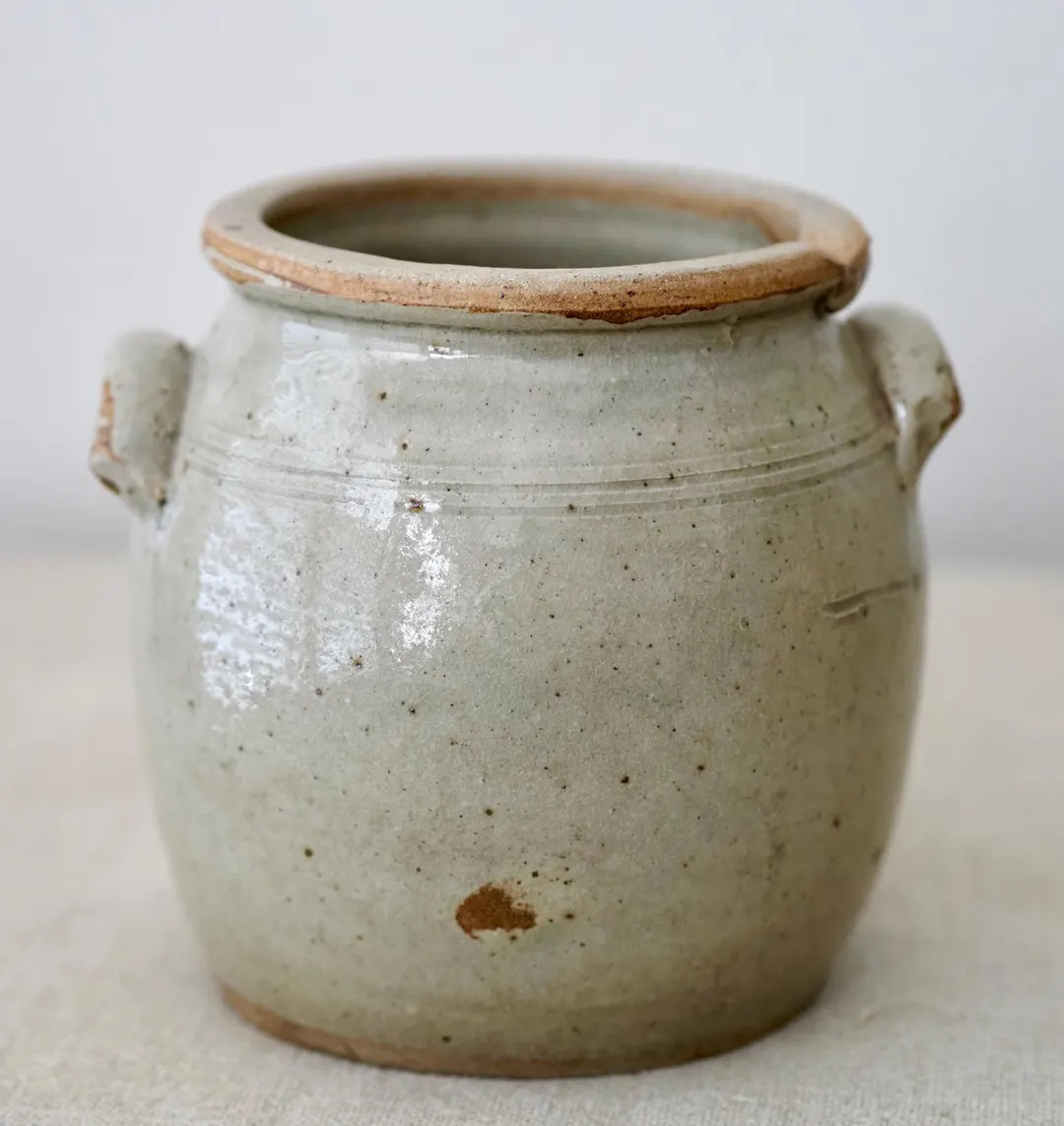 Vintage French 6" Glazed Stoneware Confit Pot With Handles, European Antique Kitchen Home Decor -... | Etsy (Global)