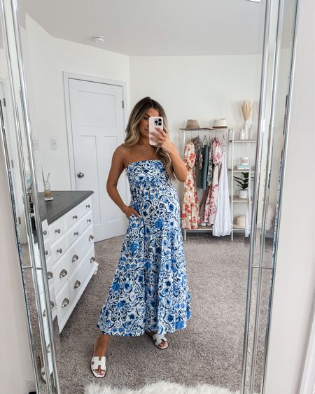 In love with this maxi dress 🩵 wearing a xs petite! It’s non maternity but bump friendly and on sale! 

#LTKBump #LTKSaleAlert #LTKFindsUnder100