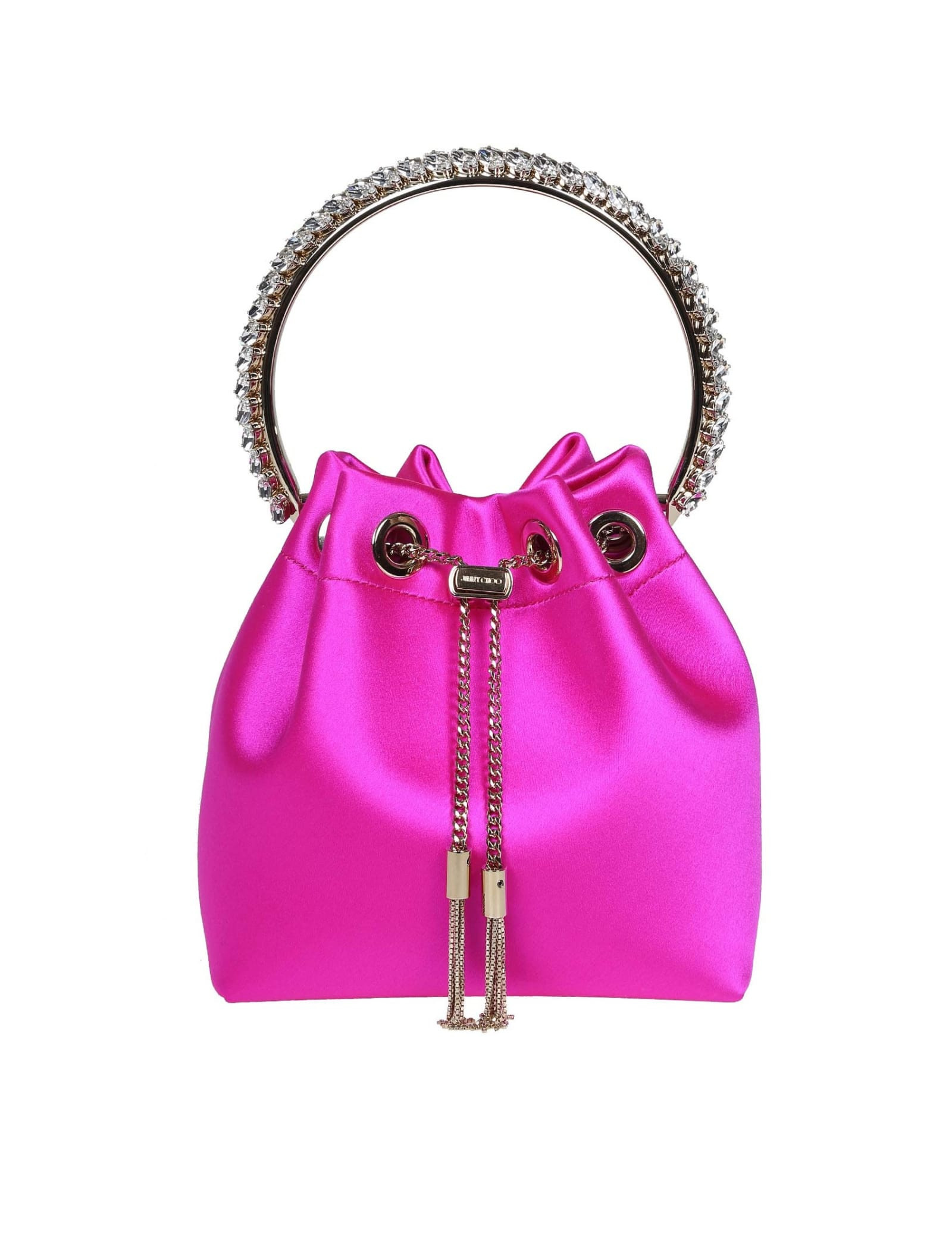 Jimmy Choo Bon Bon Bucket In Fuchsia Satin | Italist.com US