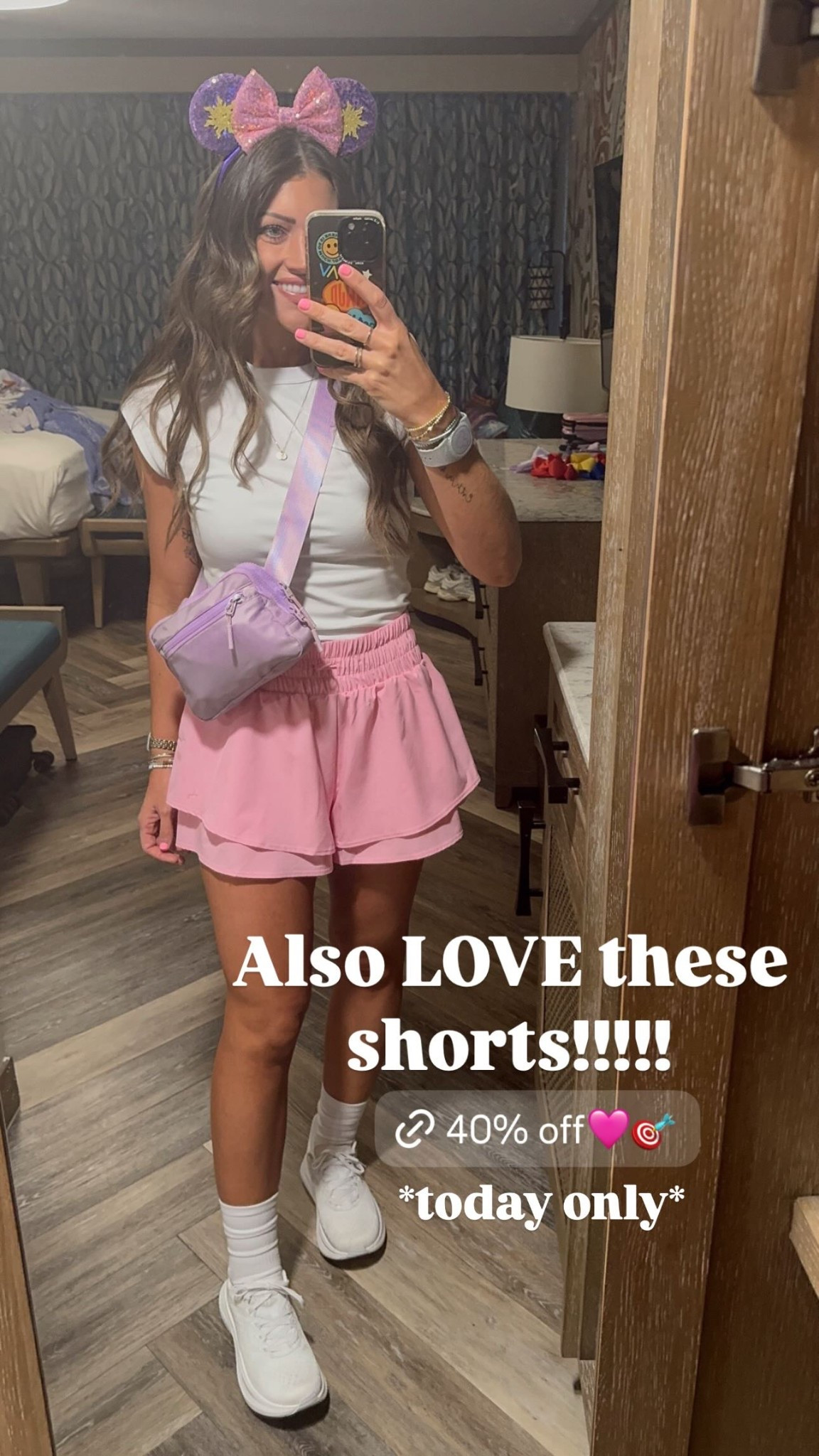 Size small. They run big! I do M a lot in activewear shorts for my thighs. Lots of comfy room in these. 
Disney outfit idea!🩷