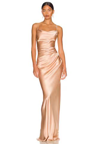 Shona Joy La Lune Lace Back Maxi Dress in Desert Rose from Revolve.com | Revolve Clothing (Global)